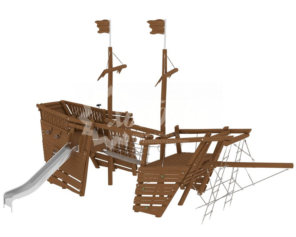 Игровой комплекс Artwood «Корабль Венеция» с горкой и двумя мачтами